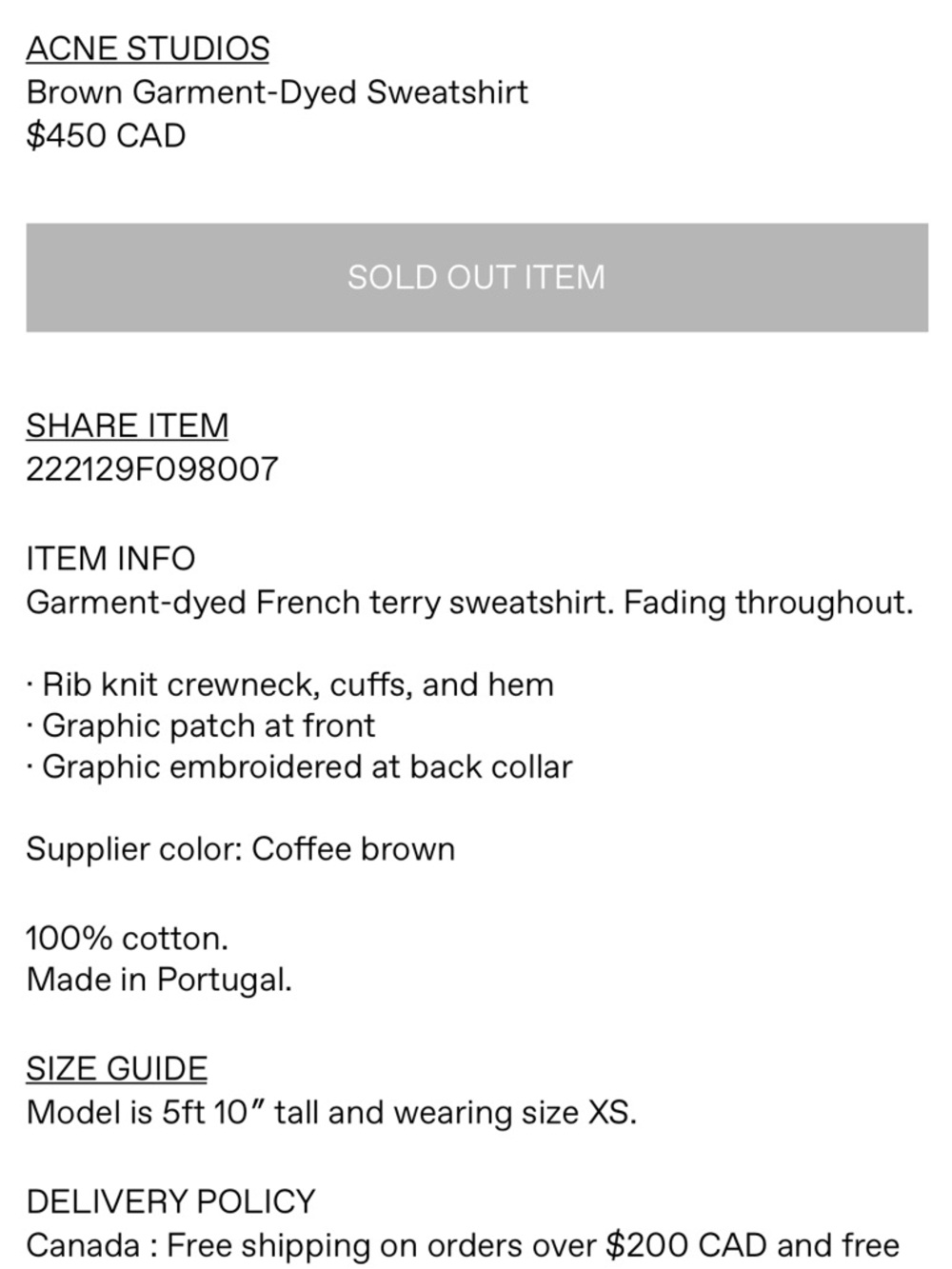 Acne Studios Brown Garment-Dyed Sweatshirt - Picture 4 of 6
